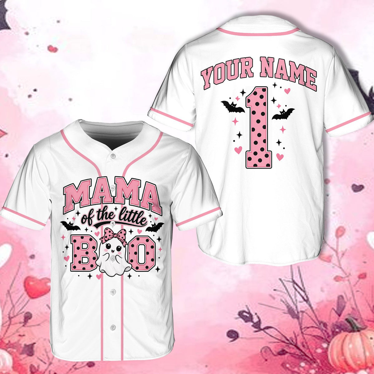 Matching family halloween baseball jersey design, front view