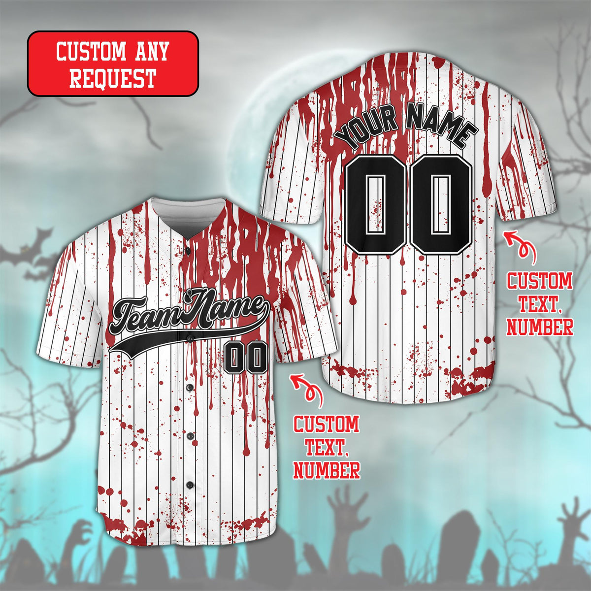 Front styling of the personalized adult baseball jersey