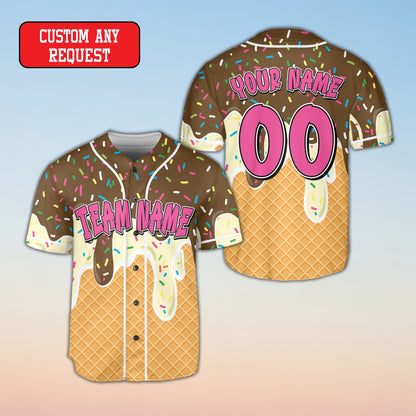 Close up front view of personalized baseball jersey
