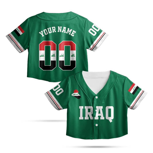 Personalized green iraq baseball jersey with custom name and number, main view