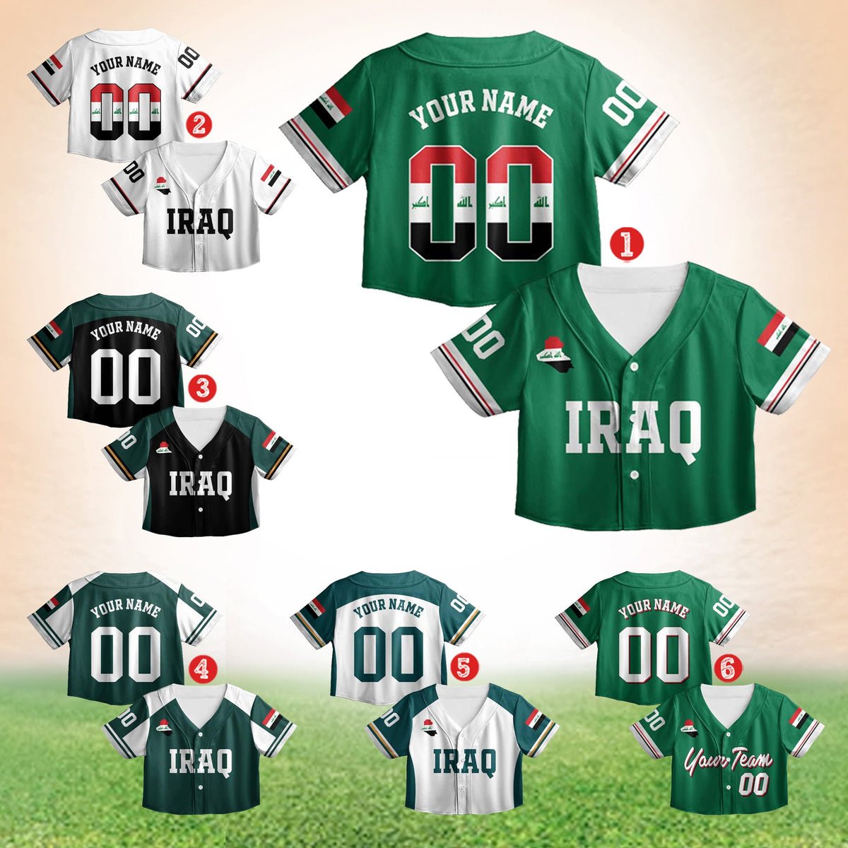 Close up of personalized baseball jersey Iraq design