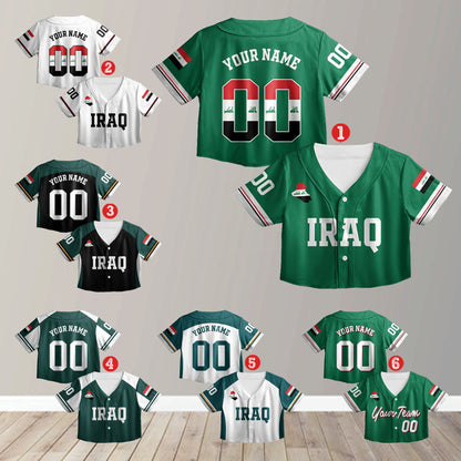 Adult custom name baseball jersey with Iraq graphics