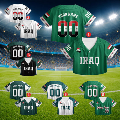 Personalized baseball jersey featuring green, white, black, and red details