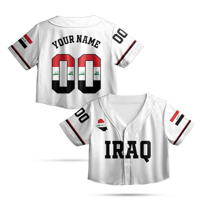 White variant of the custom Iraq baseball jersey front view