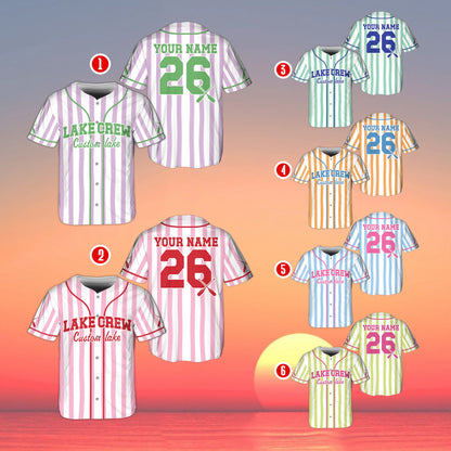 Full front view of the personalized lake baseball jersey