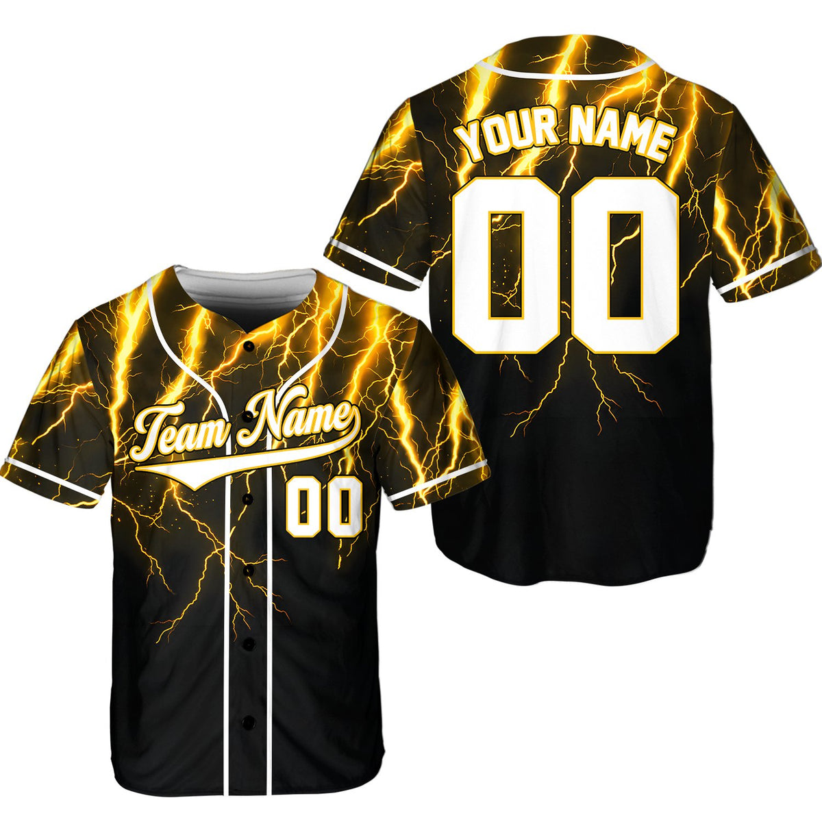 Personalized abstract baseball jersey with custom name and number, black third front view