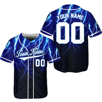 Personalized abstract baseball jersey with custom name and number, blue front view