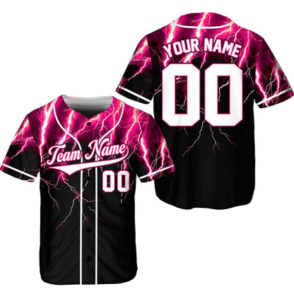 Personalized abstract baseball jersey with custom name and number, pink front view