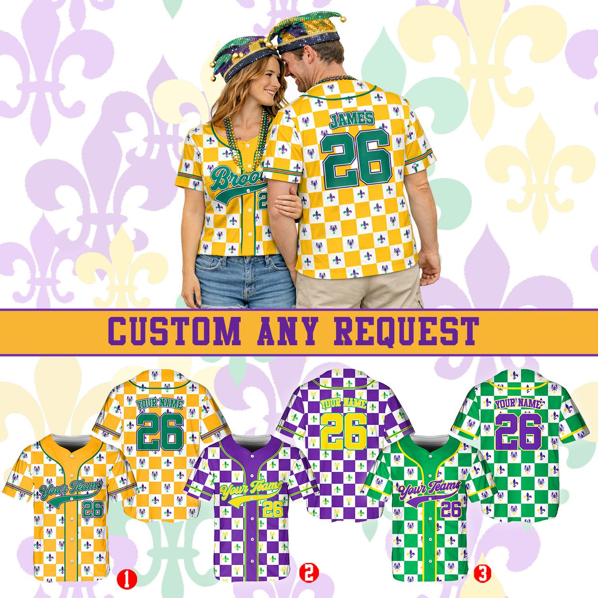 Another lifestyle angle of an adult wearing the geometric mardi baseball jersey