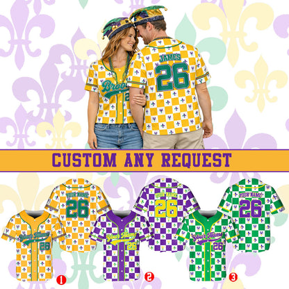 Another lifestyle angle of an adult wearing the geometric mardi baseball jersey