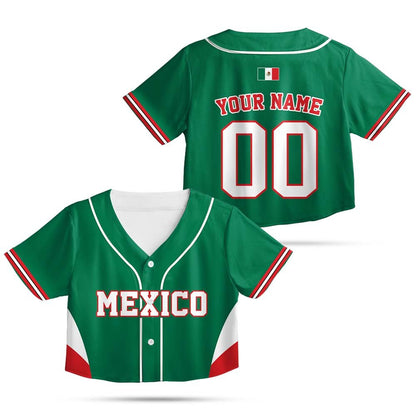 Green Mexico baseball jersey personalized front view