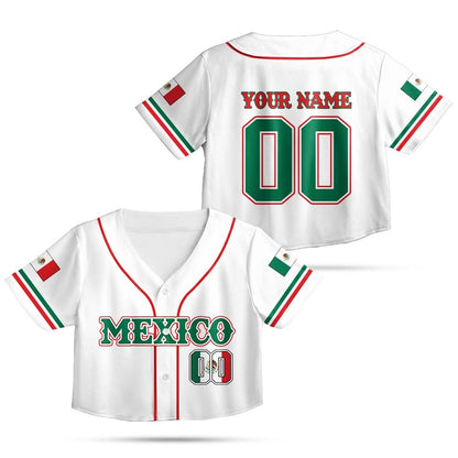 White personalized Mexico baseball jersey front view