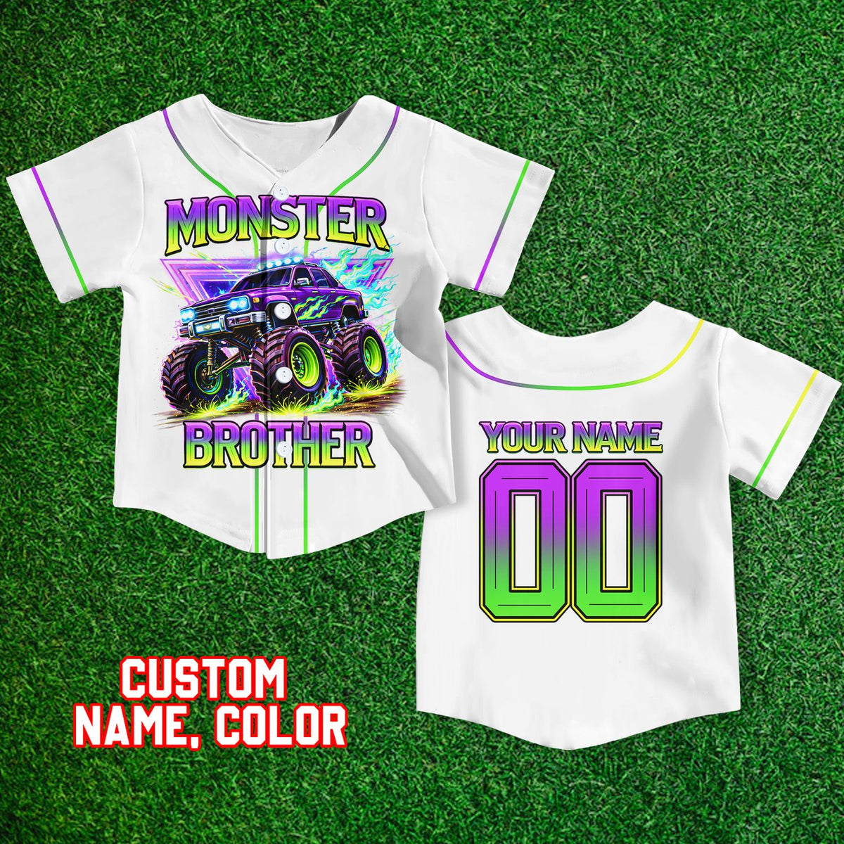 Front view of the custom name and number baseball jersey