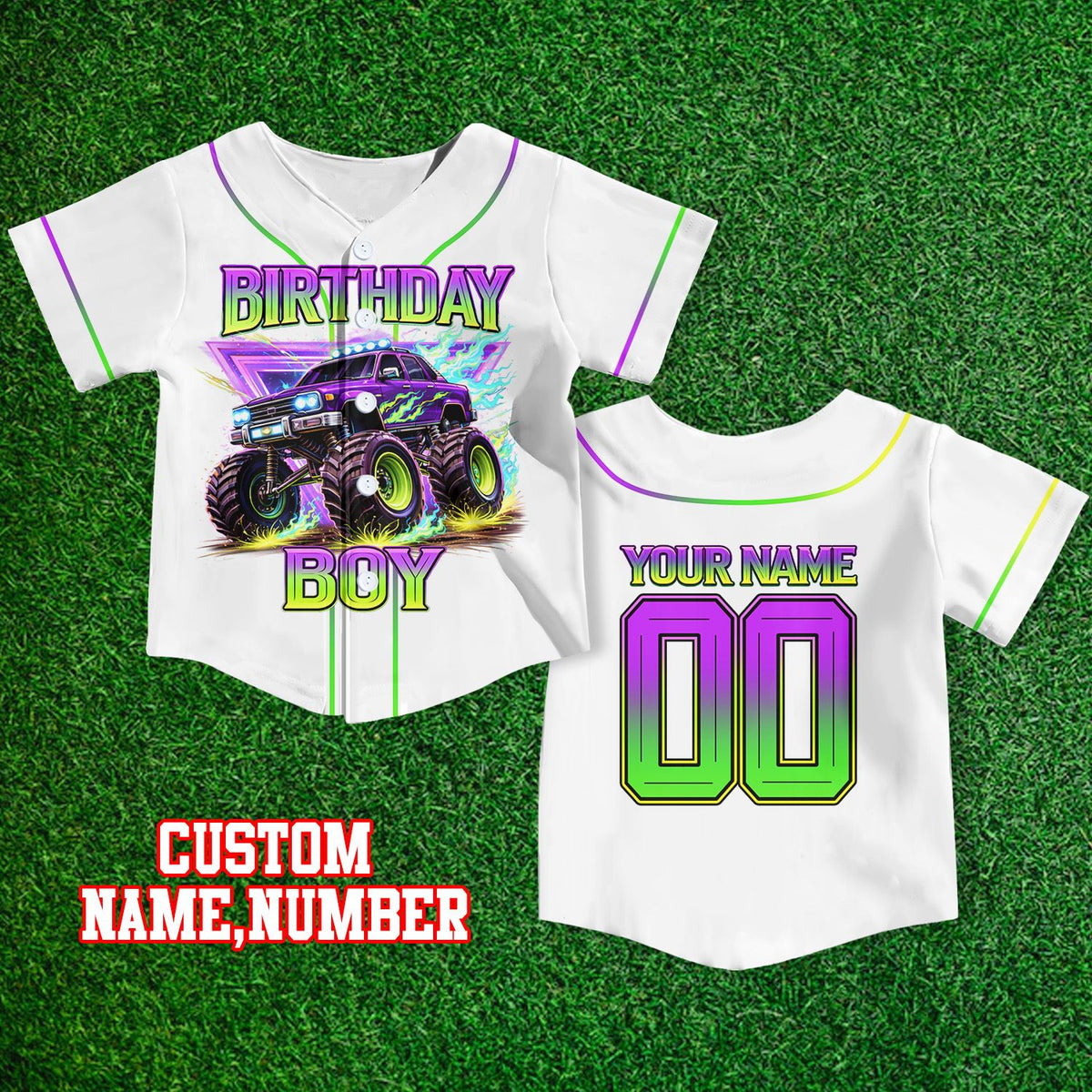 Back view displaying custom name and number on the baseball jersey