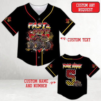 Front view of the black monster baseball jersey