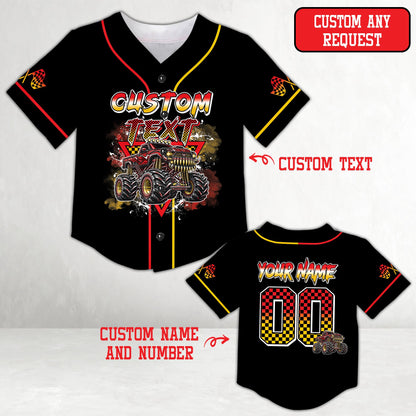 Additional front view of the black monster baseball jersey graphic