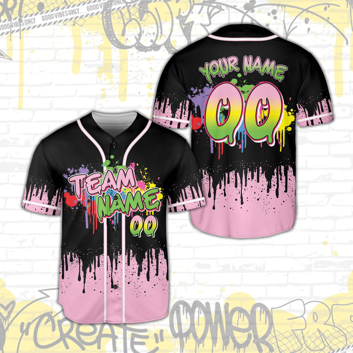 Personalized baseball jersey custom name area detail