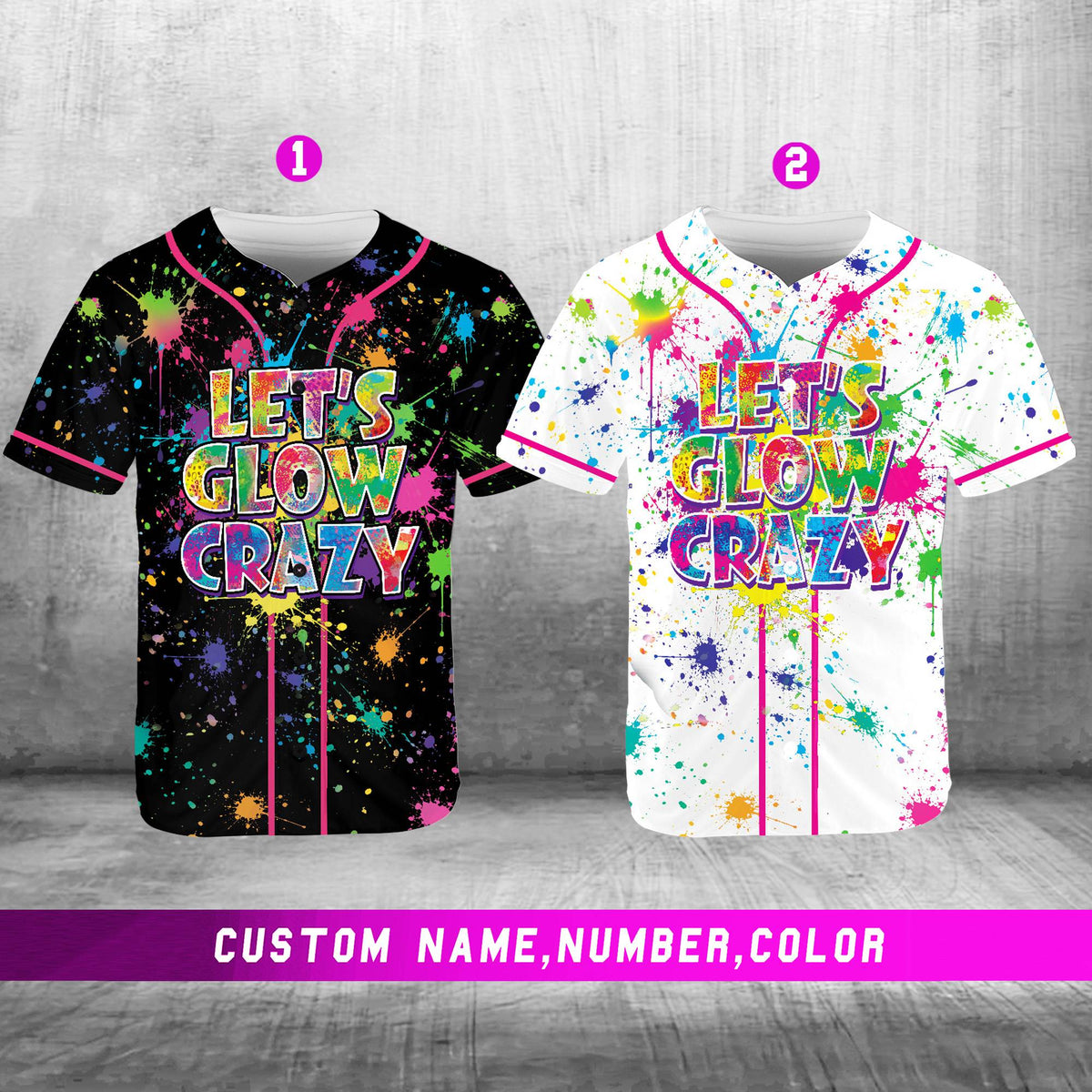 Multicolor retro neon baseball jersey featuring glowing style design elements