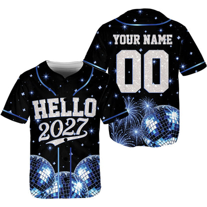 Second front view of the black new year baseball jersey