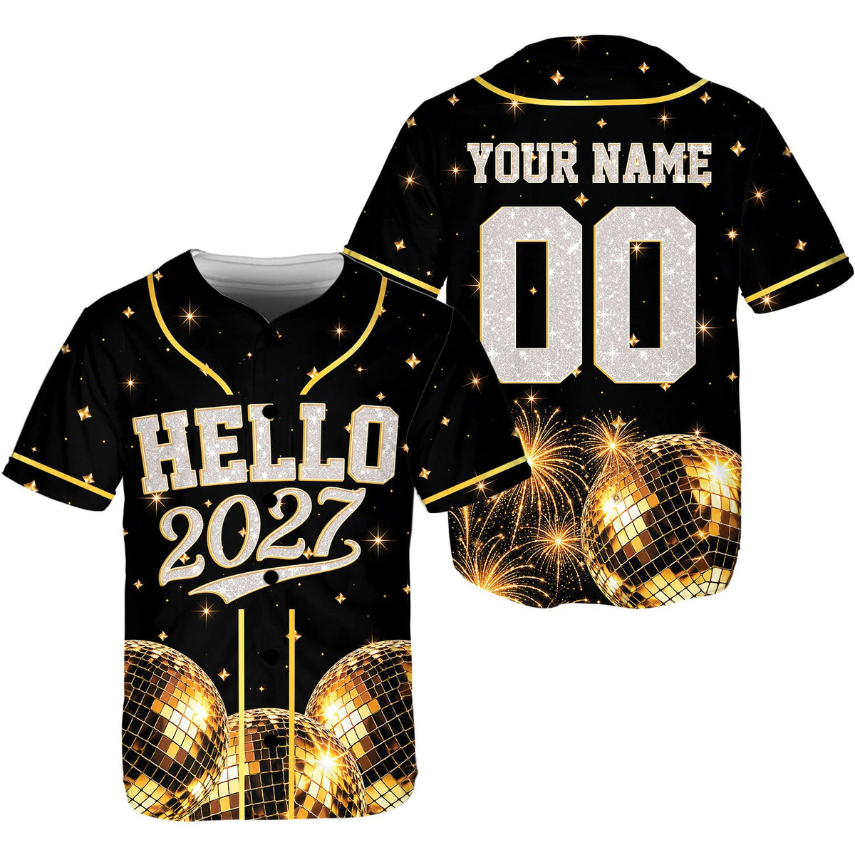 Additional front view of the black custom baseball jersey