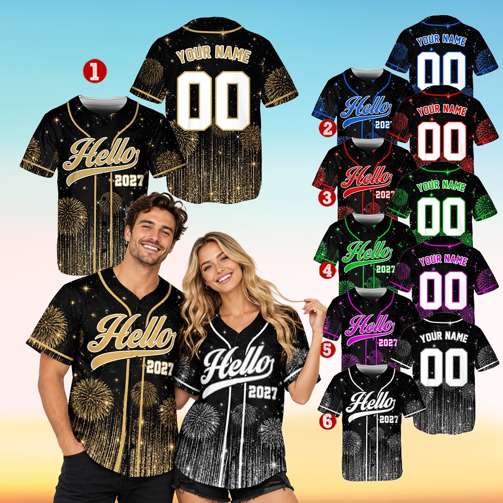 Black personalized baseball jersey showing the button-down front