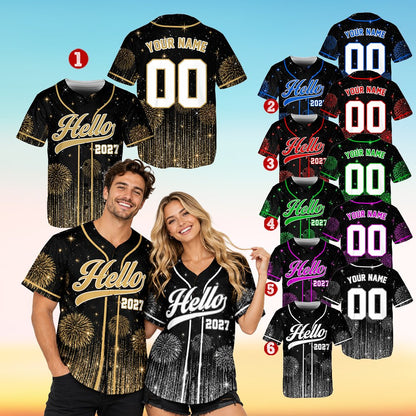 Black personalized baseball jersey showing the button-down front