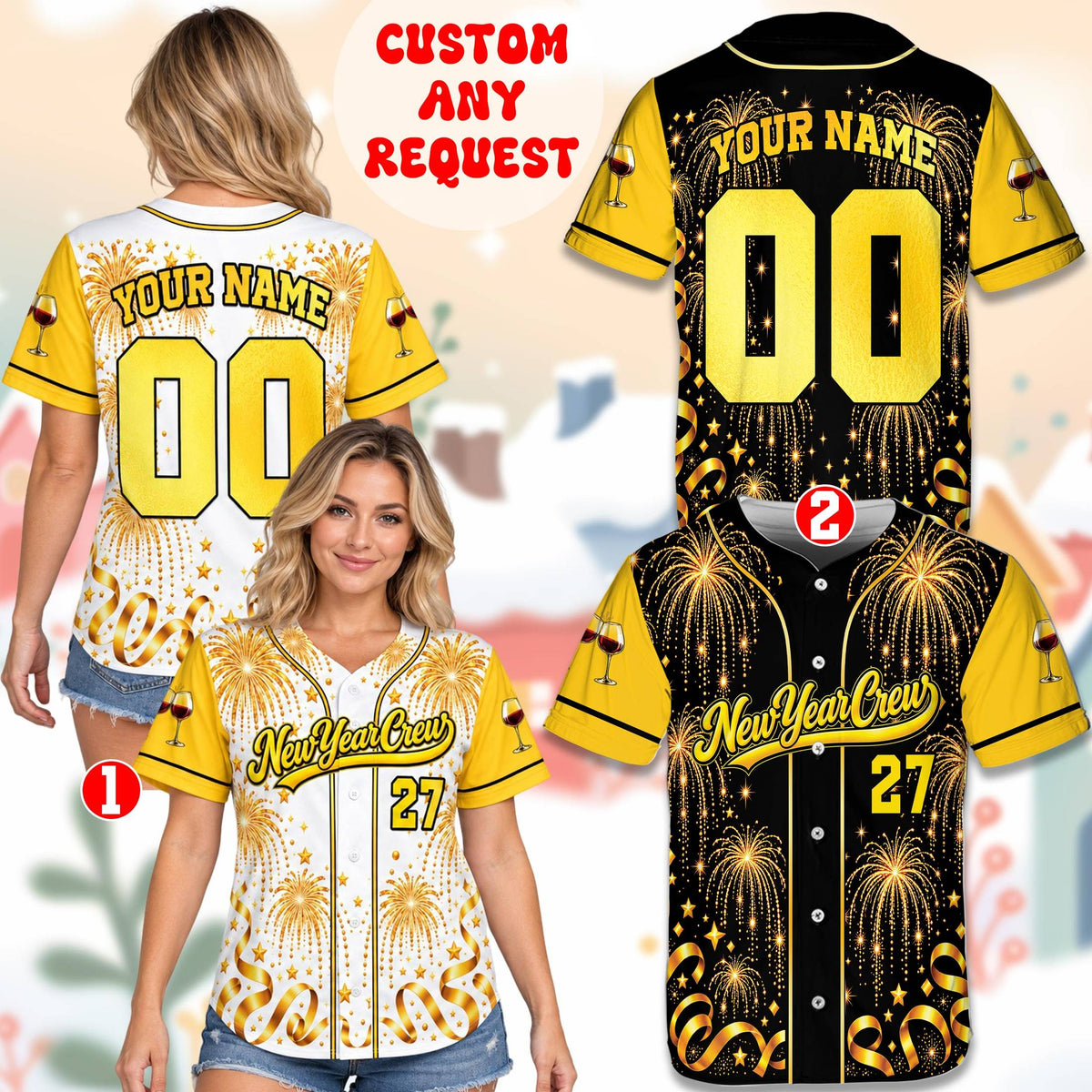 Detailed view of the personalized baseball jersey showing gold fireworks pattern
