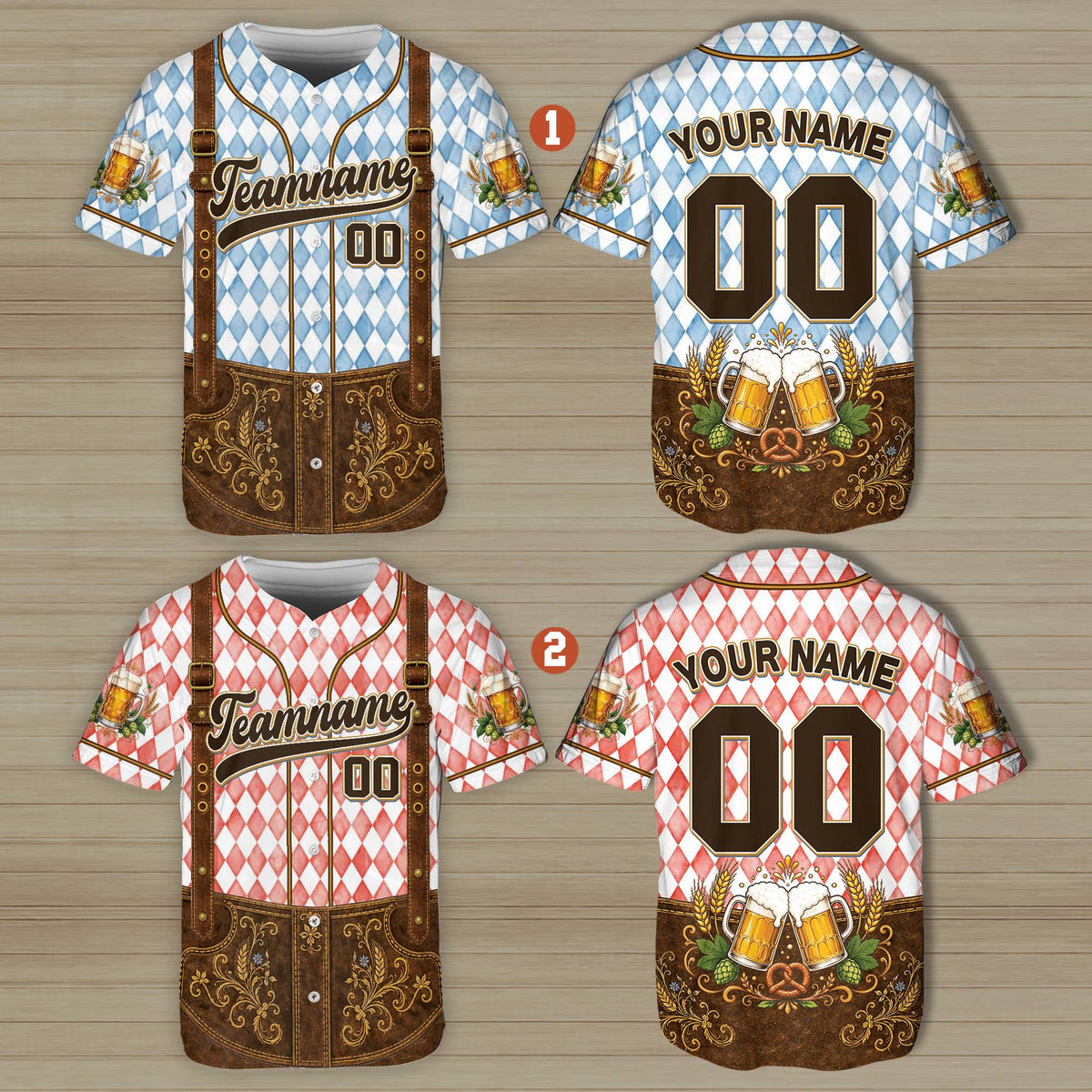 Close-up detail of the button-down front on the personalized baseball jersey