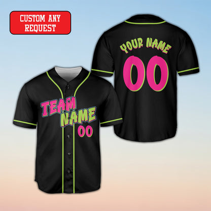 Black paint baseball jersey with melting diamond graphic, front view