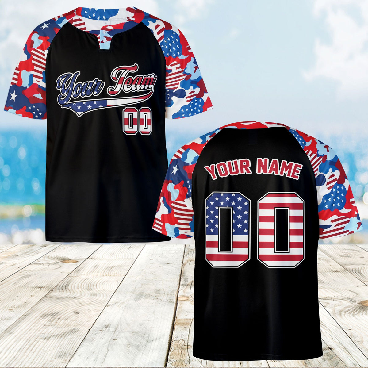 Close up front view of the custom baseball jersey