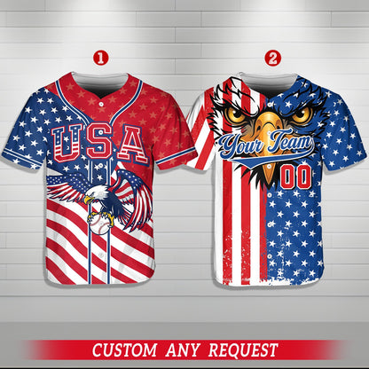 Close-up of the red, white, and blue stars and stripes pattern on the jersey