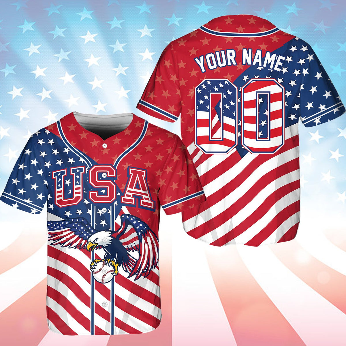 Back view showing the personalized custom name and number on the jersey