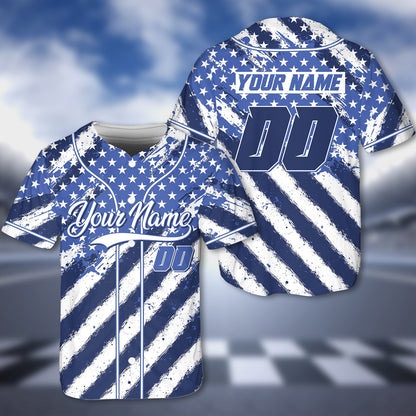 Front perspective of the abstract baseball jersey with custom details