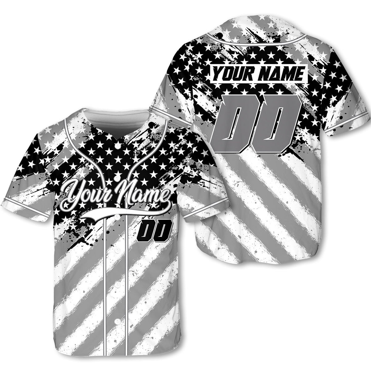 Detailed shot of the polyester fabric and custom name placement on the front