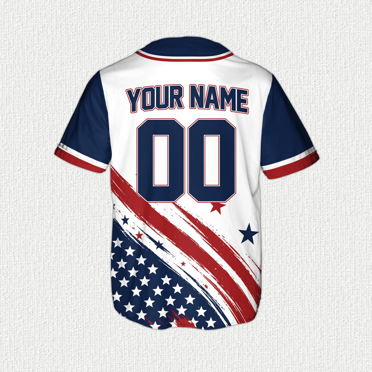 Back view of the custom baseball jersey showing personalized name and number