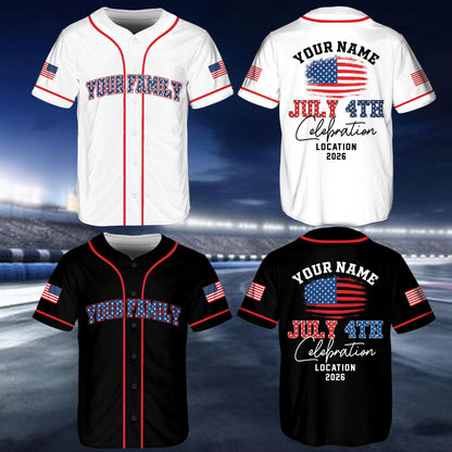Custom baseball jersey with starry font front view