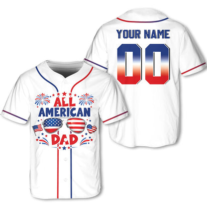 Front view of the custom patriotic jersey showing the full design and personalization