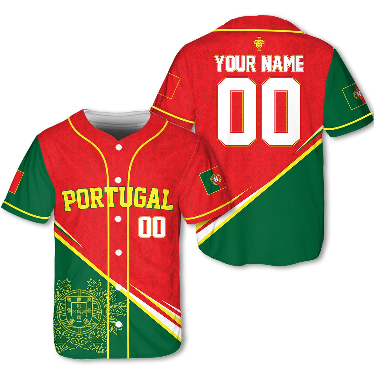 Close-up of the custom number on the back of the Portugal baseball jersey