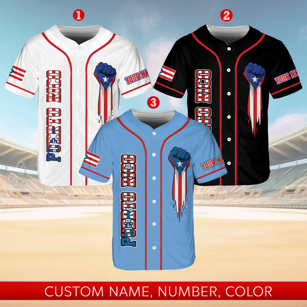 Puerto rico baseball jersey showing front details