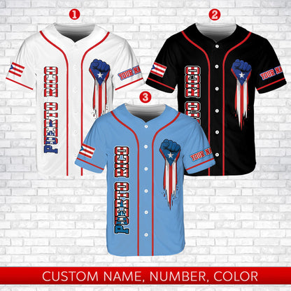 Close-up front view of the custom baseball jersey