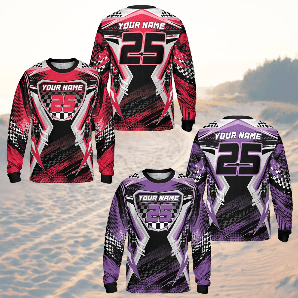 Another front angle of the vibrant racing baseball jersey