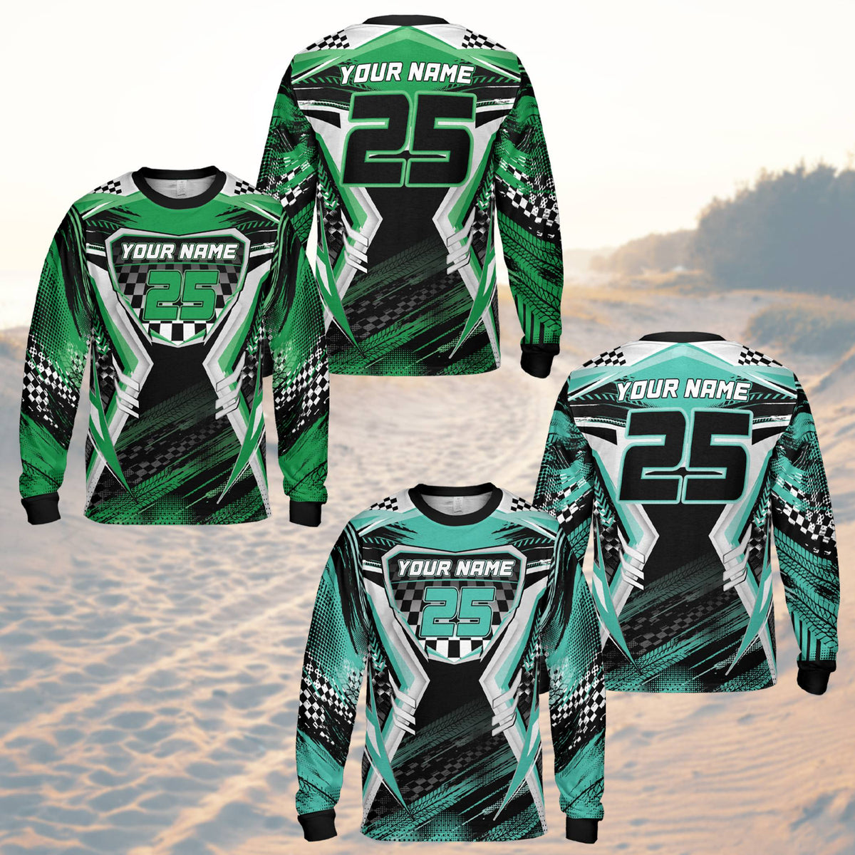 Detailed front view highlighting the racing elements on the baseball jersey