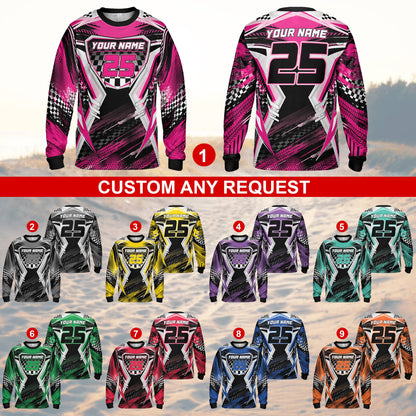 Alternate front view of the pink racing baseball jersey