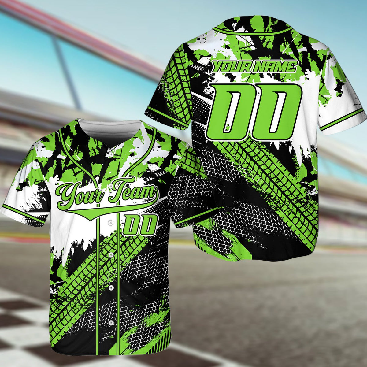 Personalized racing baseball jersey design detail