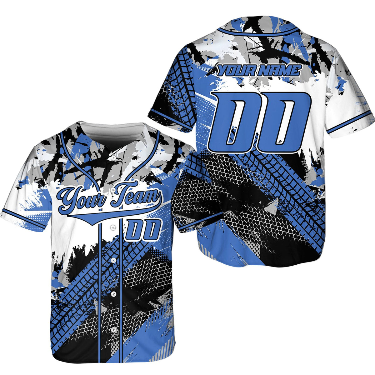 Distressed style racing baseball jersey