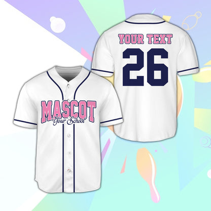 White mascot baseball jersey, front view
