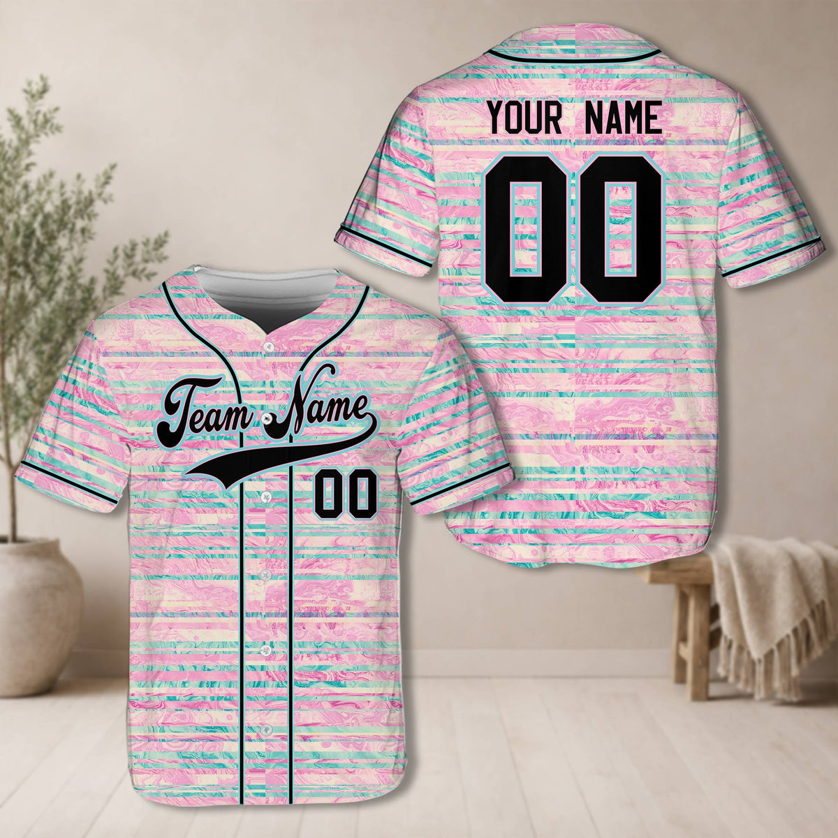 Another front view of the personalized retro baseball jersey