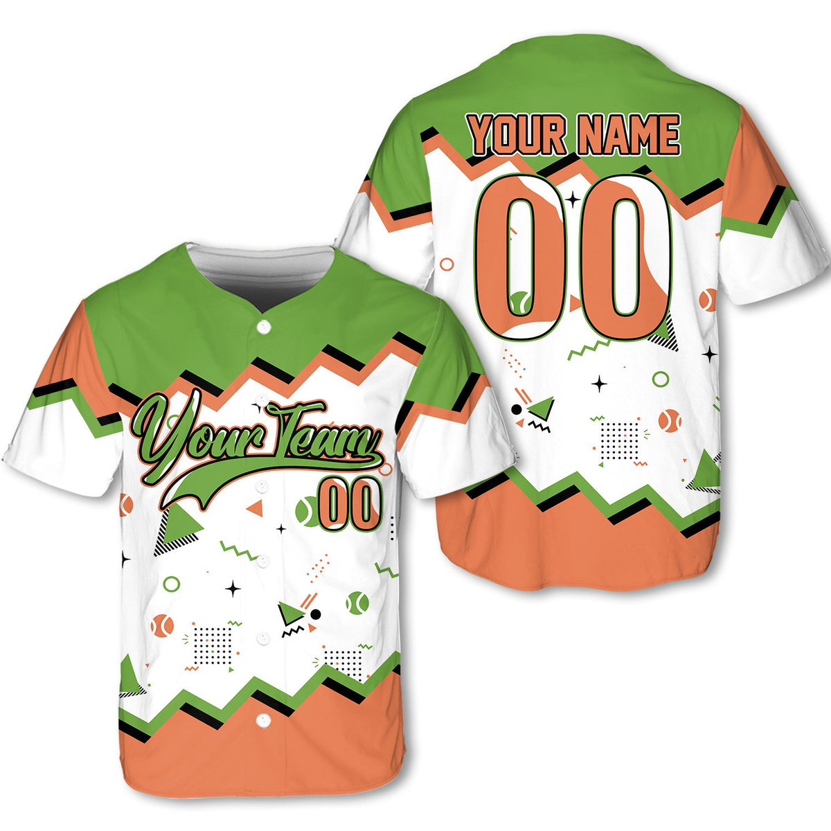 Front angled view of personalized retro baseball jersey with custom name and number