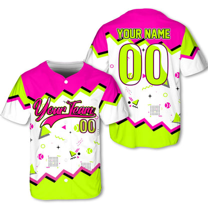 Full front view of personalized retro baseball jersey showing custom name and number styling options