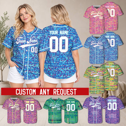 Lifestyle view of someone wearing the personalized retro baseball jersey